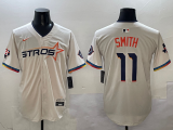 Men's Houston Astros #11 Cam Smith Cream 2025 City Connect With Texas Patch Limited Jersey
