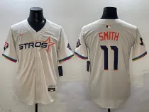 Men's Houston Astros #11 Cam Smith Cream 2025 City Connect With Texas Patch Limited Jersey