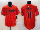Men's Houston Astros #11 Cam Smith Orange 2025 City Connect With Texas Patch Limited Jersey