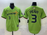Men's Houston Astros #3 Jeremy Peña Green 2025 City Connect With Texas Patch Limited Jersey
