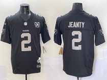 Men's Las Vegas Raiders #2 Ashton Jeanty Black With Nevada Silver Stat Patch And 65th Jersey