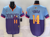 Men's Colorado Rockies #14 Ezequiel Tovar Purple/Light Blue 2025 City Connect Limited Jersey