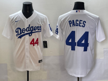 Men's Los Angeles Dodgers #44 PagesWhite Game Nike Jersey