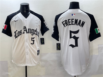 Men's Los Angeles Dodgers #5 Freddie Freeman White/Black Mexico 2025 LA Gothic Style Jersey
