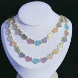 Brass Plating Zircon Colorful Heart Mess Charms Necklace