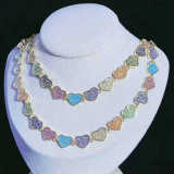 Brass Plating Zircon Colorful Heart Mess Charms Necklace