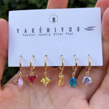 6 Pairs Set Colorful Stone Earring
