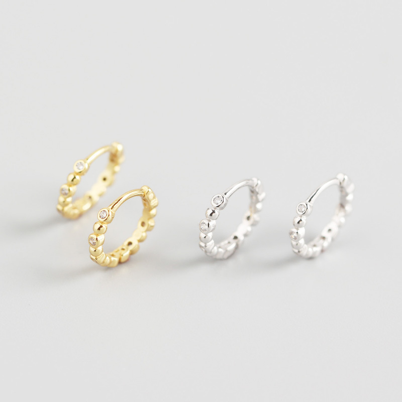 INS Ballpoint Pave cz S925 Silver Earrings
