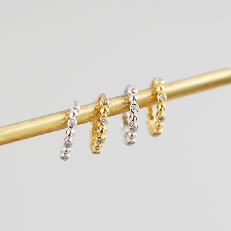INS Ballpoint Pave cz S925 Silver Earrings