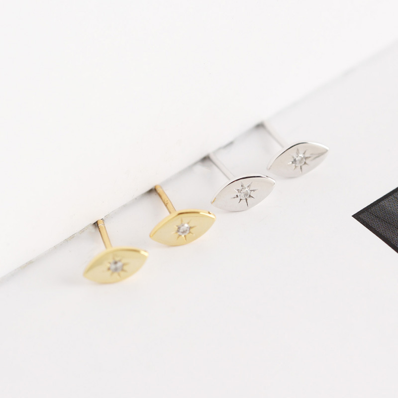 INS Geometric Smooth-faced eye Pave cz S925 Silver Earrings