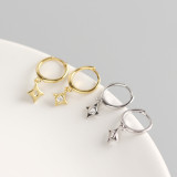 INS Geometric Rhombus Pave cz S925 Silver Earrings