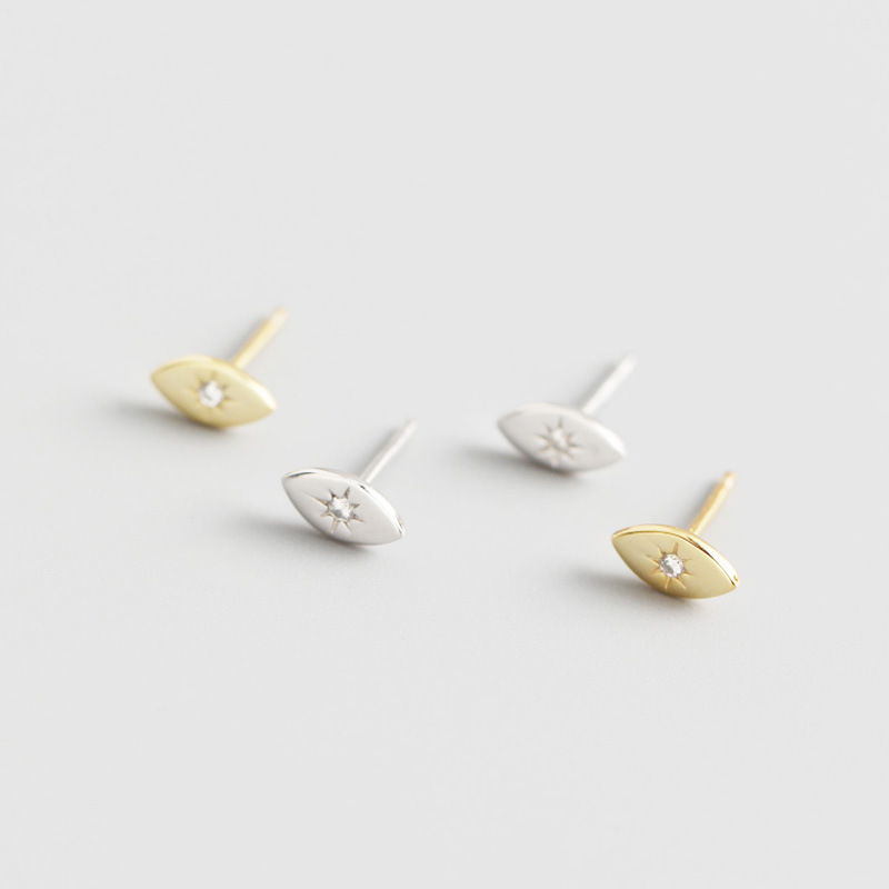 INS Geometric Smooth-faced eye Pave cz S925 Silver Earrings