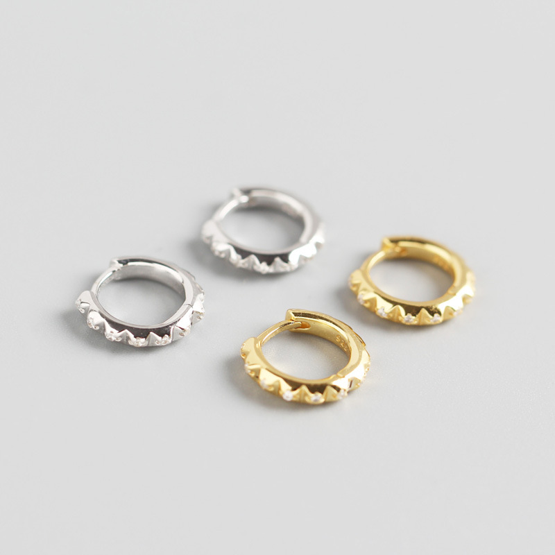 INS Geometric Metal Gear Pave cz Punk Outfits S925 Silver Earrings