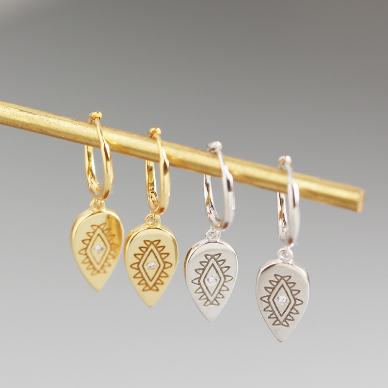 Geometric Drops of Water Pave cz S925 Silver Earrings