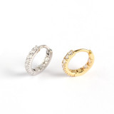 INS Geometric Pave White Stone S925 Silver Earrings