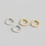 INS Geometric Pave White Stone S925 Silver Earrings