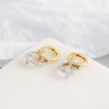 INS Geometric Cross Pave cz S925 Silver Earrings