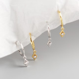 INS Geometric Rhombus Pave cz S925 Silver Earrings