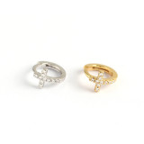 INS Geometric Cross Pave cz S925 Silver Earrings