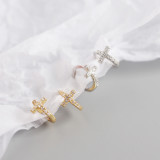 INS Geometric Cross Pave cz S925 Silver Earrings