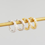 INS Geometric Pave White Stone S925 Silver Earrings