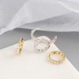 INS Geometric Pave White Stone S925 Silver Earrings