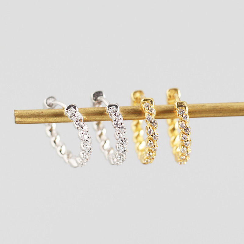 INS Geometric Twist Winding Pave cz S925 Silver Earrings