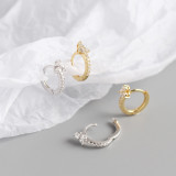 INS Geometric Flower Pave cz S925 Silver Earrings