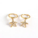 INS Starfish Shape Pave cz S925 Silver Earrings