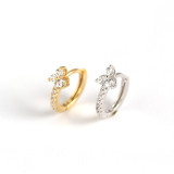 INS Geometric Flower Pave cz S925 Silver Earrings