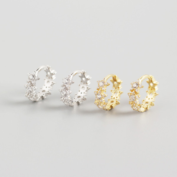 INS Geometric Pentagram Pave cz S925 Silver Earrings