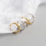 INS Ballpoint Pave cz S925 Silver Earrings