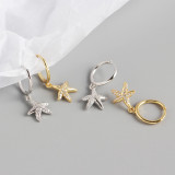 INS Starfish Shape Pave cz S925 Silver Earrings