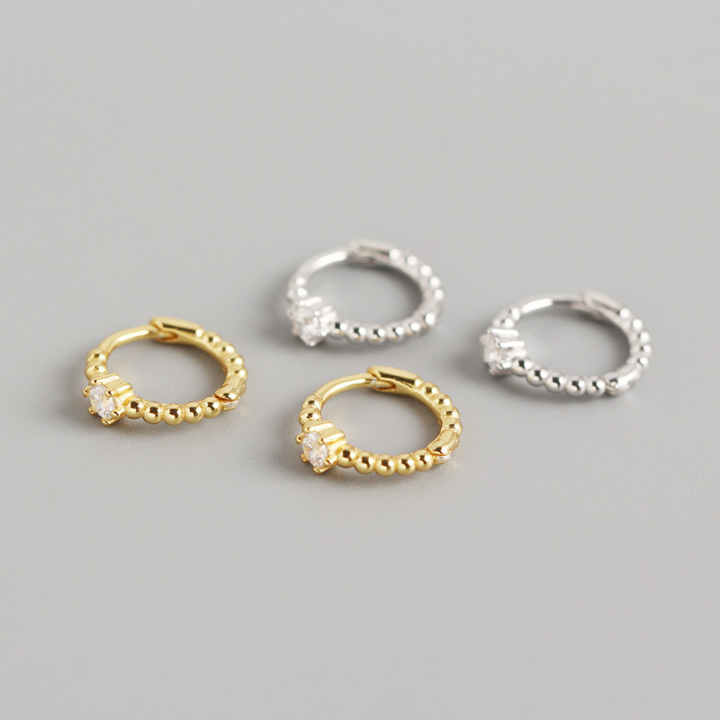 INS Ballpoint Pave cz S925 Silver Earrings