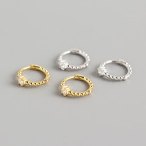 INS Ballpoint Pave cz S925 Silver Earrings
