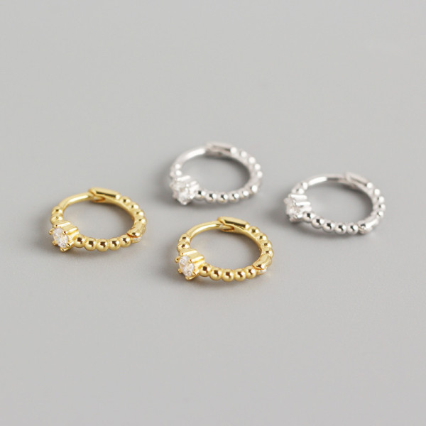 INS Ballpoint Pave cz S925 Silver Earrings