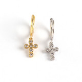 INS Geometric Cross Pave cz S925 Silver Earrings