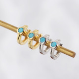 INS Ear Clip Pave Blue Stone Of Turkey S925 Silver Earrings