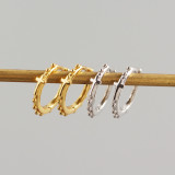 INS Geometric Cross Ballpoint Pave cz S925 Silver Earrings