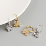 INS Elephant Shape Pave cz S925 Silver Earrings