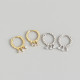 INS Three White Stone Pave cz S925 Silver Earrings
