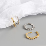 INS Geometric Cross Ballpoint Pave cz S925 Silver Earrings