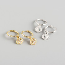INS Island Style Shell Pave cz S925 Silver Earrings