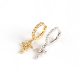 INS Geometric Cross Pave cz S925 Silver Earrings