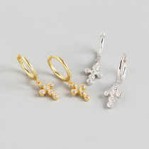 INS Geometric Cross Pave cz S925 Silver Earrings