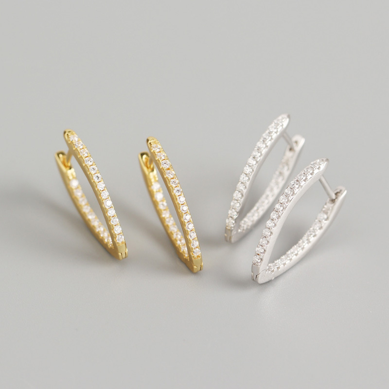 INS Geometric Great Circle Pave cz S925 Silver Earrings