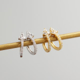 INS Geometric Flower Pave cz S925 Silver Earrings