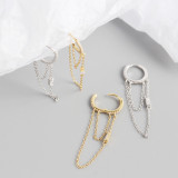 INS Tassel Chain Pave cz S925 Silver Earrings