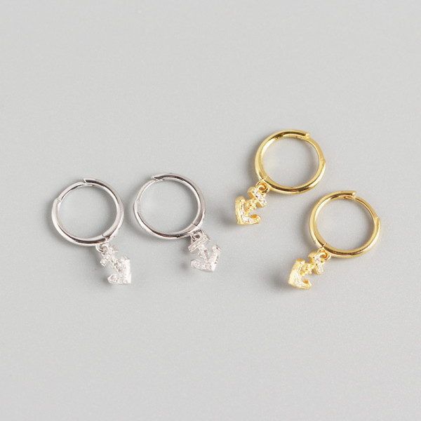 INS Geometric Anchor Pave cz S925 Silver Earrings