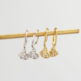 INS Island Style Shell Pave cz S925 Silver Earrings